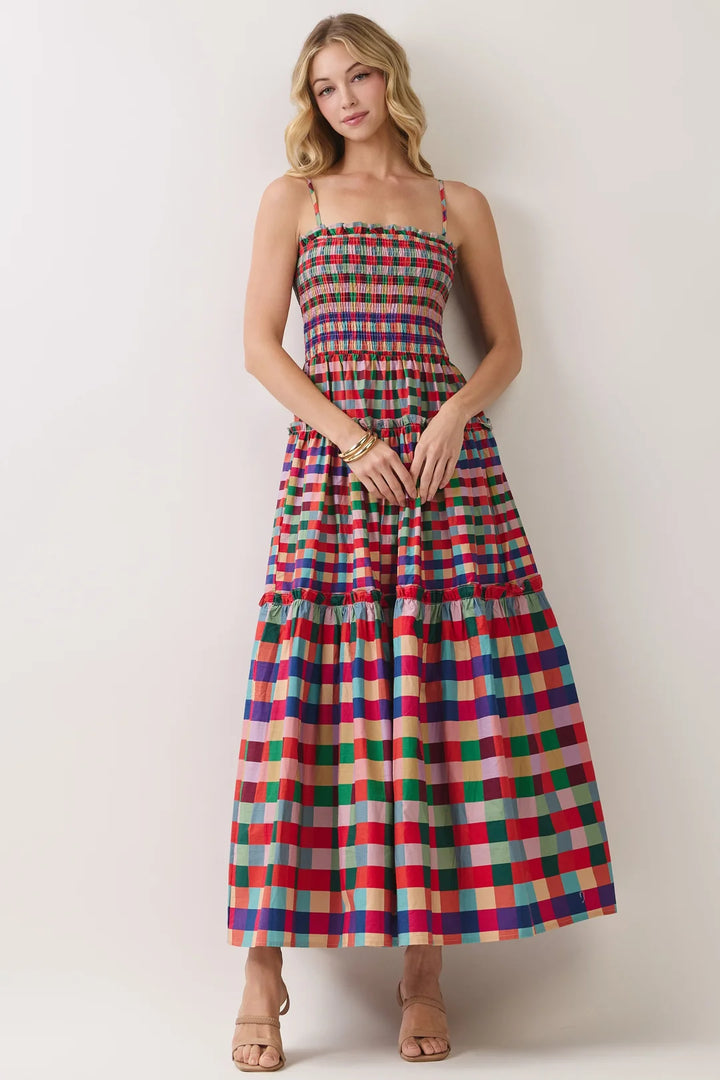 Multicolor Check Maxi Dress