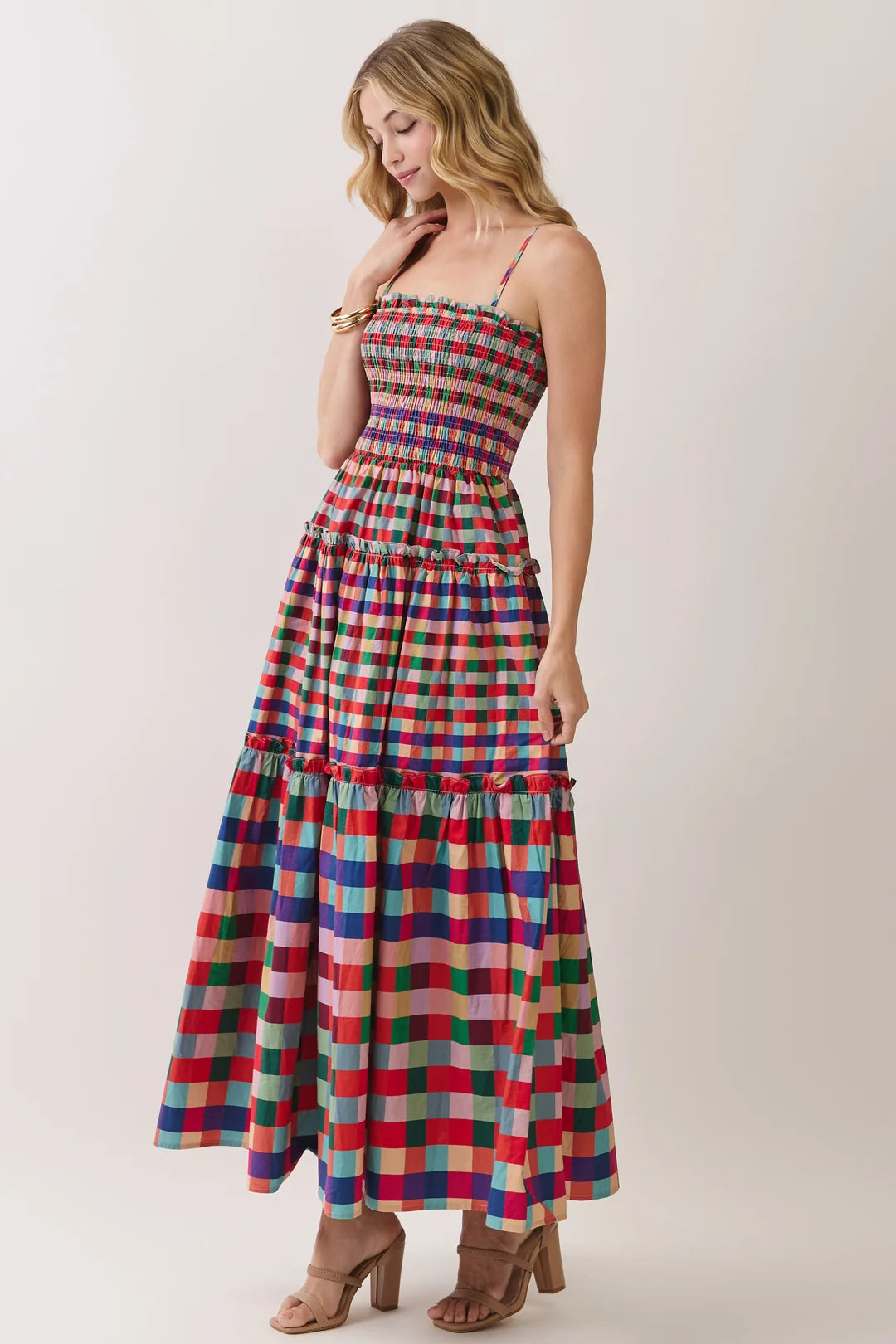 Multicolor Check Maxi Dress