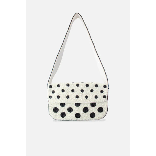 Polka Dot Beaded Shoulder Bag