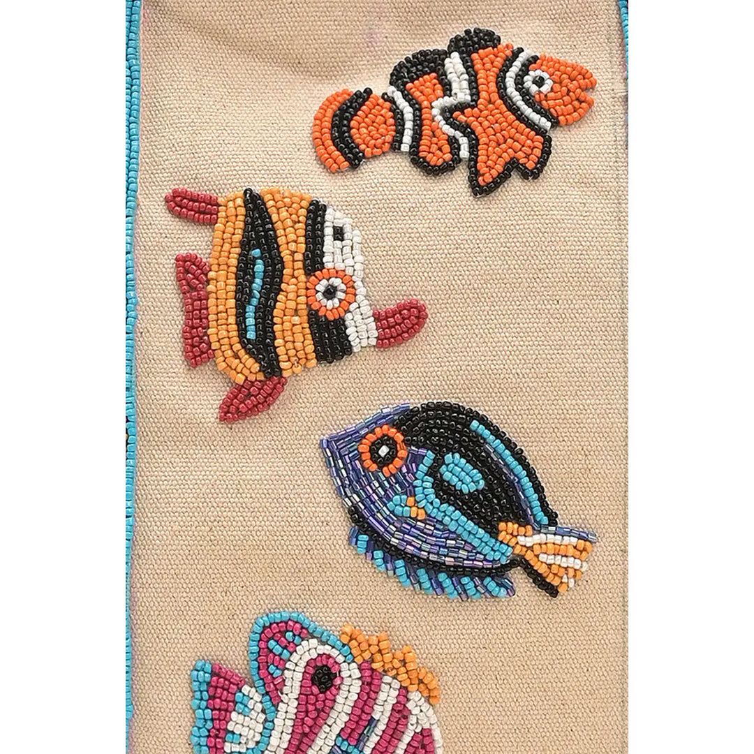 Colorful Fish Beaded Boat Tote