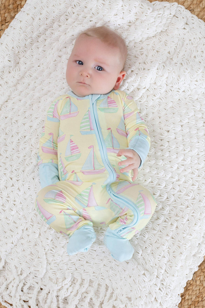Sailboat Zipper Onesie: 6-9M