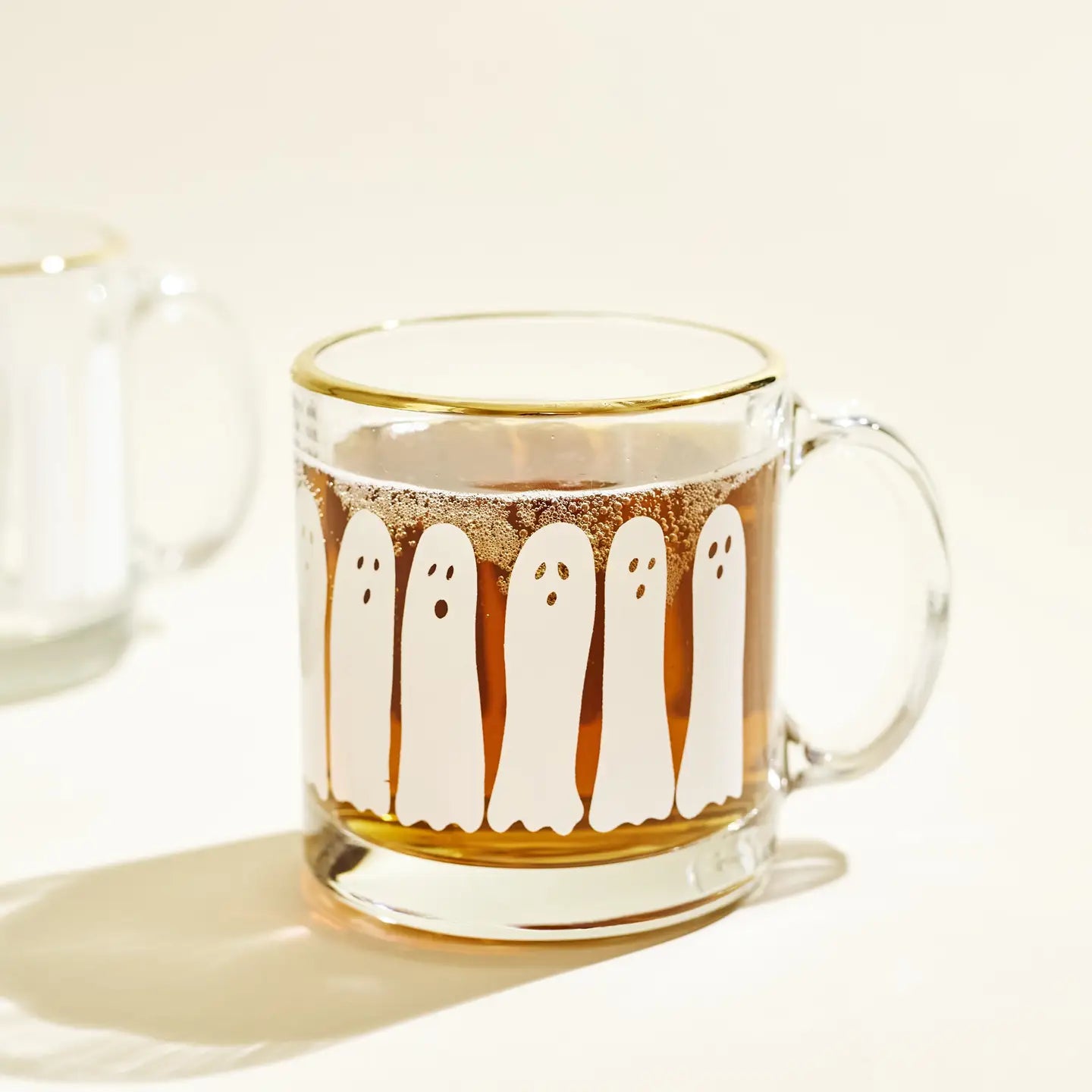 Boo Ghost Glass Gold Rimmed Coffee Mug