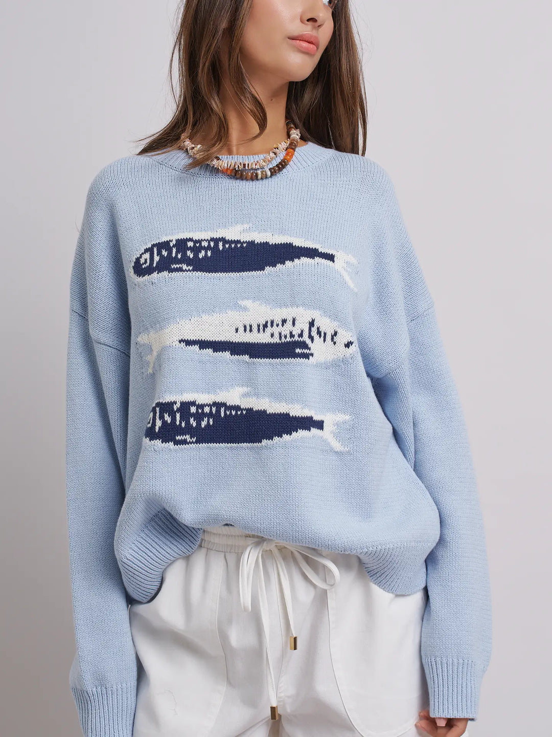 Sardines Oversized Drop-Shoulder Knit Sweater