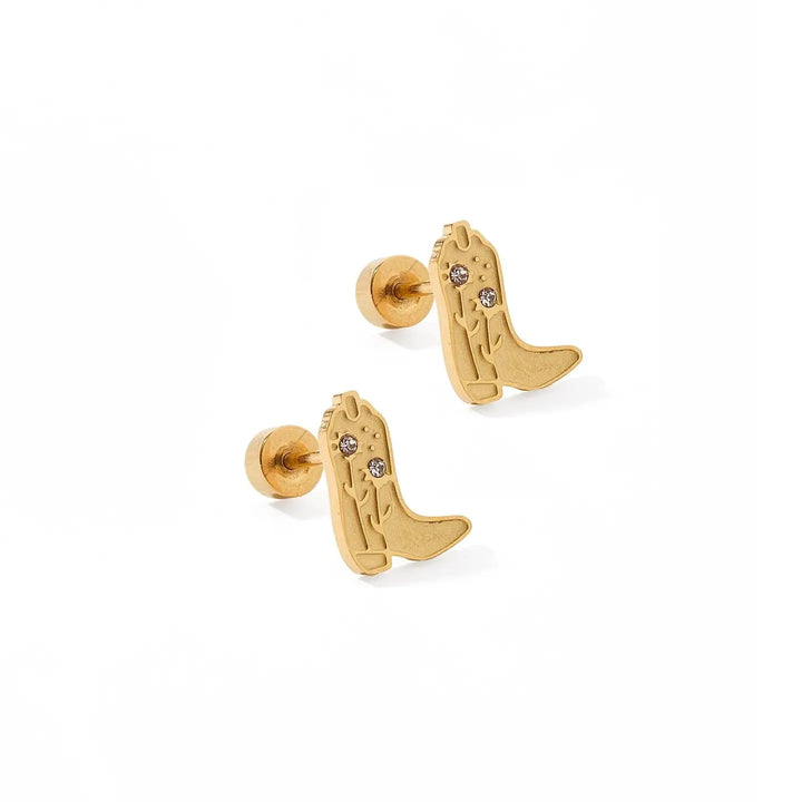 Screwback Stud Earrings - Daisy Cowgirl Boot
