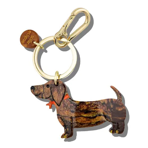 Hand-Painted Dachshund Dog Bag Charm + Keychain| Eco-Friendly