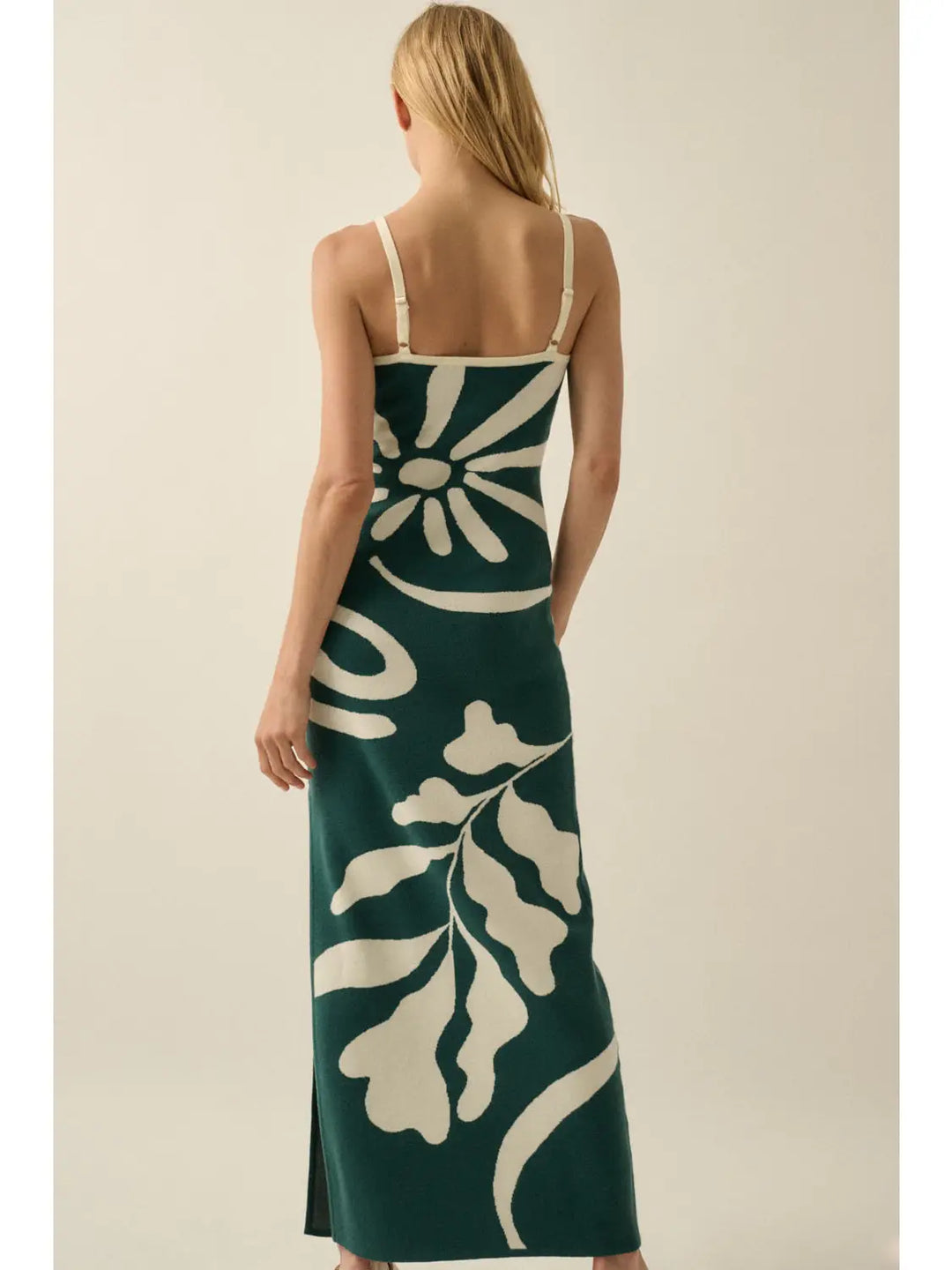 Tropical Floral Jacquard-Knit Maxi Cami Sweater Dress