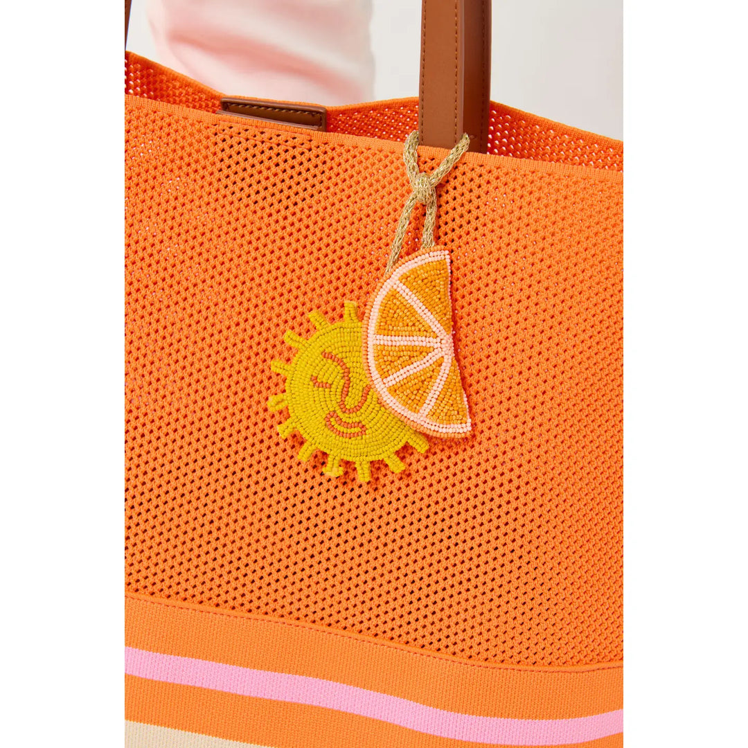 Orange/Sun Beaded Bag Charm,Multi
