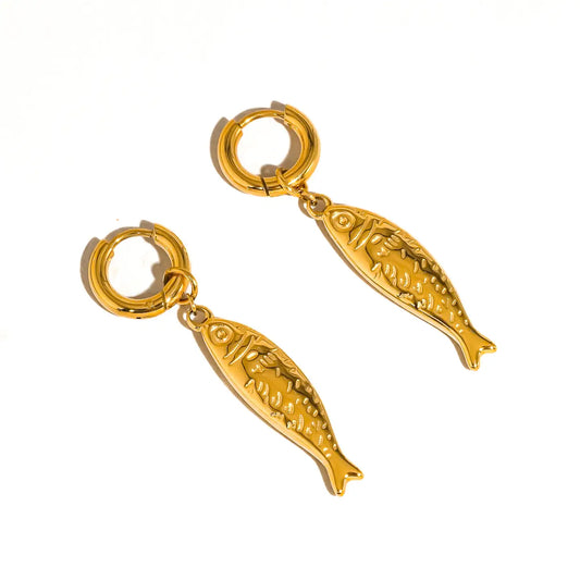 Non-Tarnish Fish Hoop Earring