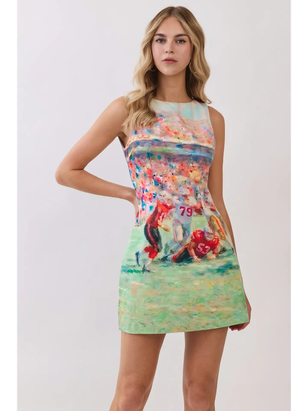 Abstract Football Print Open Back Mini Dress