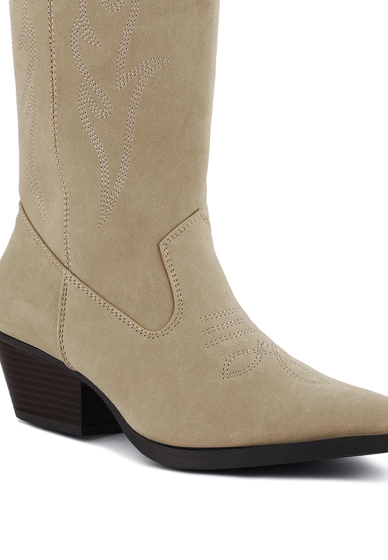 Ginni Embroidered Calf Boots