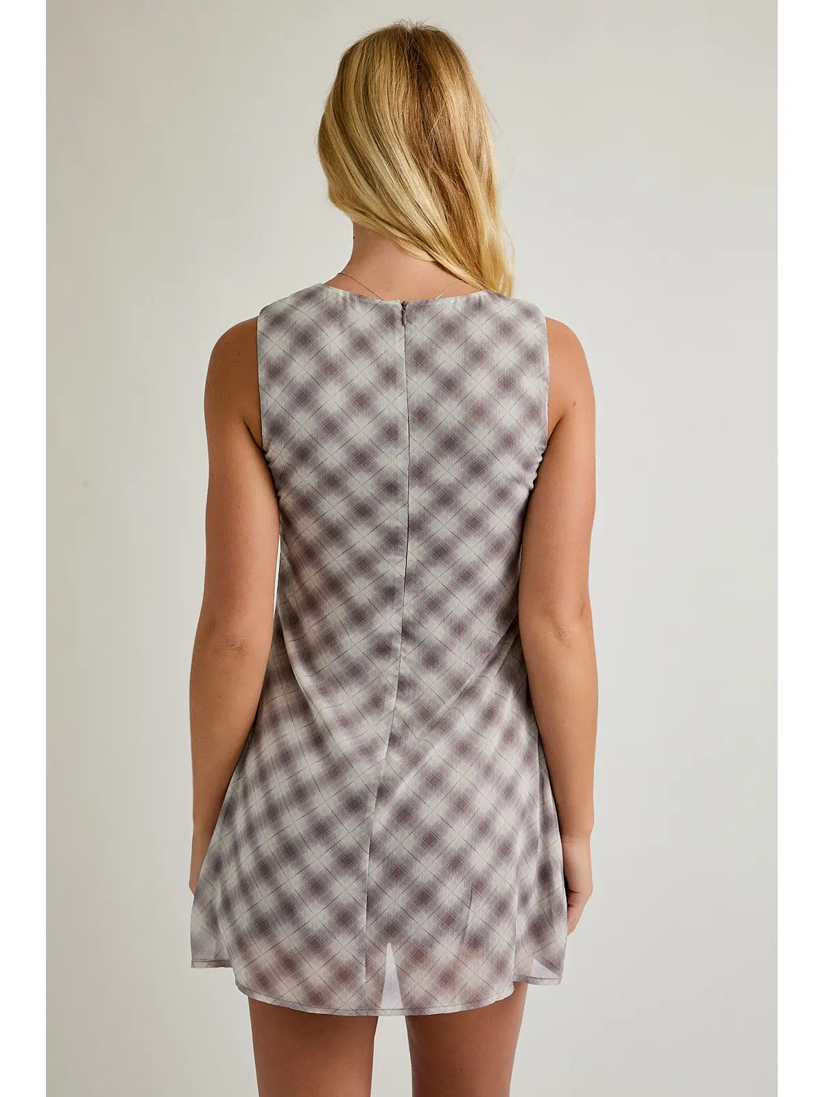 Sleeveless Plaid Mini Dress