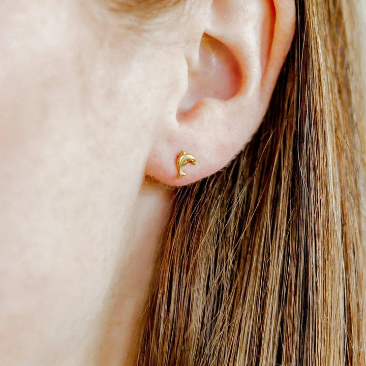 Screwback Stud Earrings - Dolphin Gold