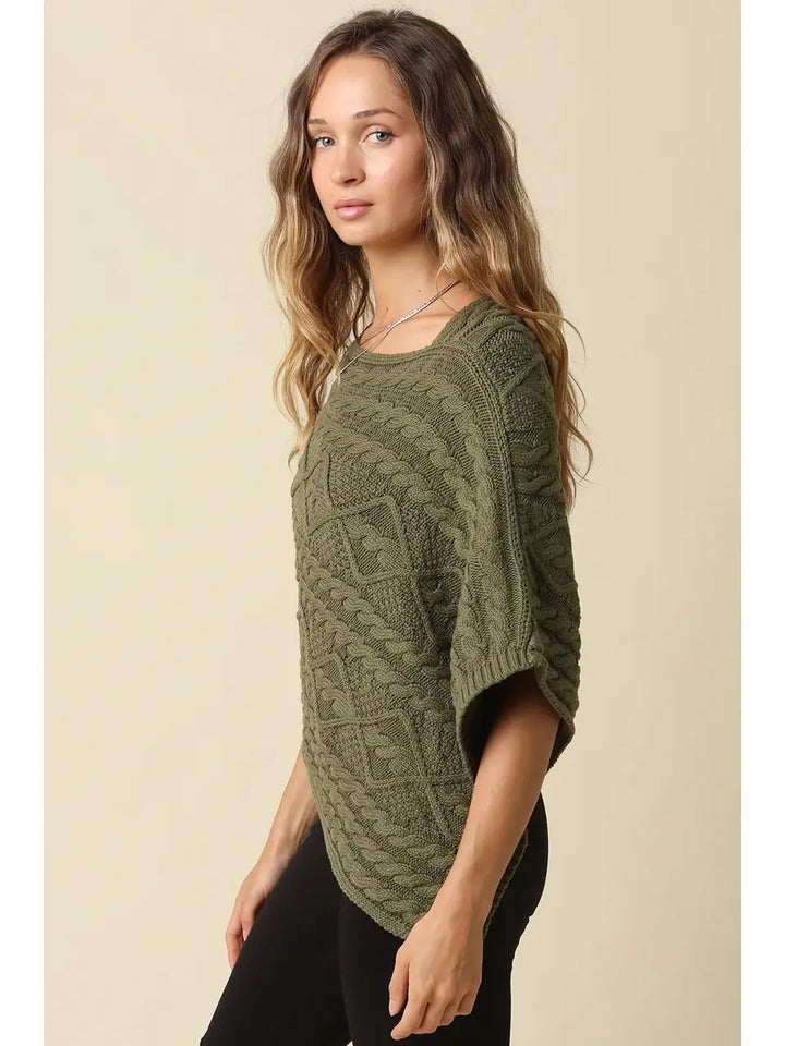 Margo Textured Knit Poncho Top