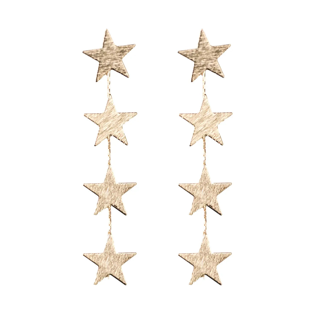Gold Star Duster Drop Statement Earrings