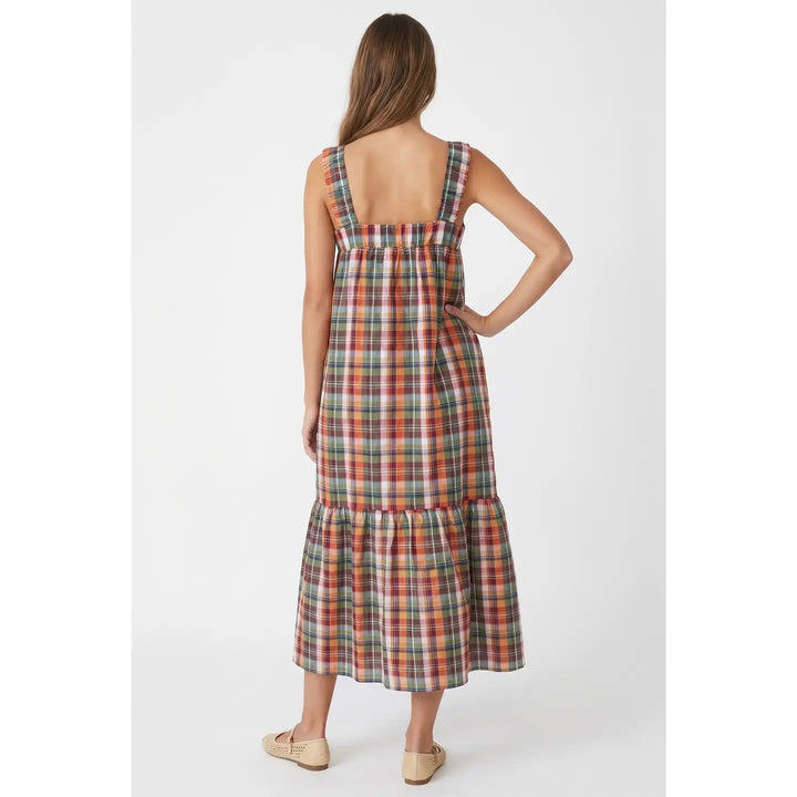 Multi Plaid Midi Dress