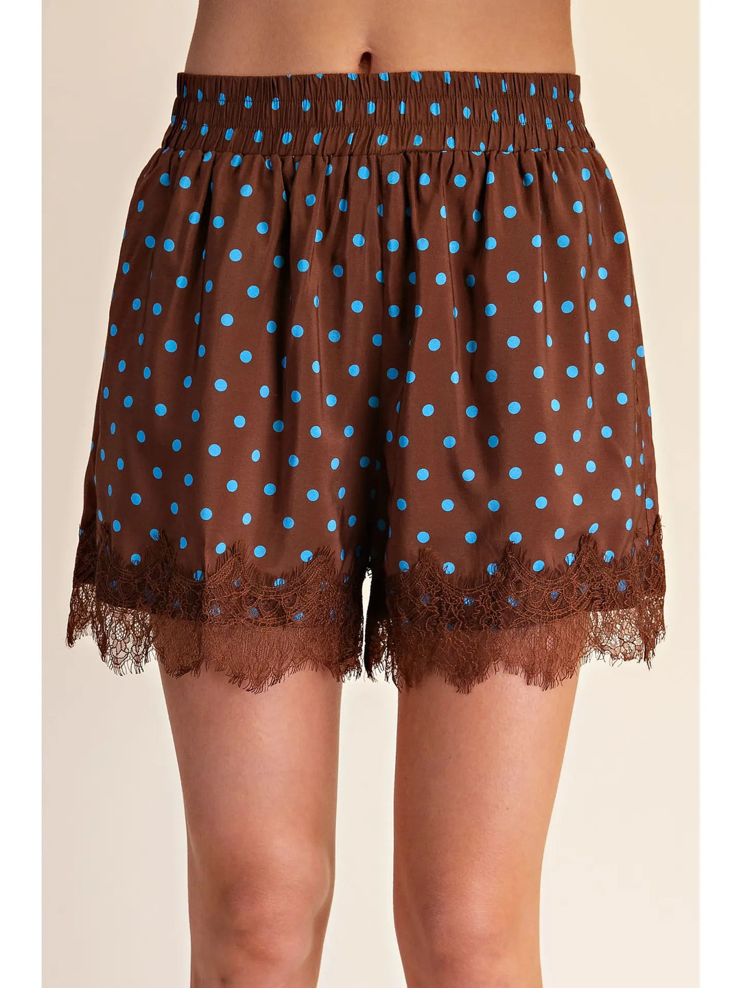 Lace Trim Polka Dot Shorts