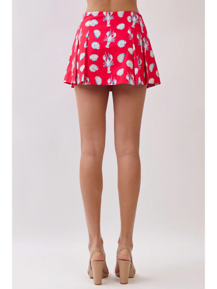 Coastal Print Button Front Skort