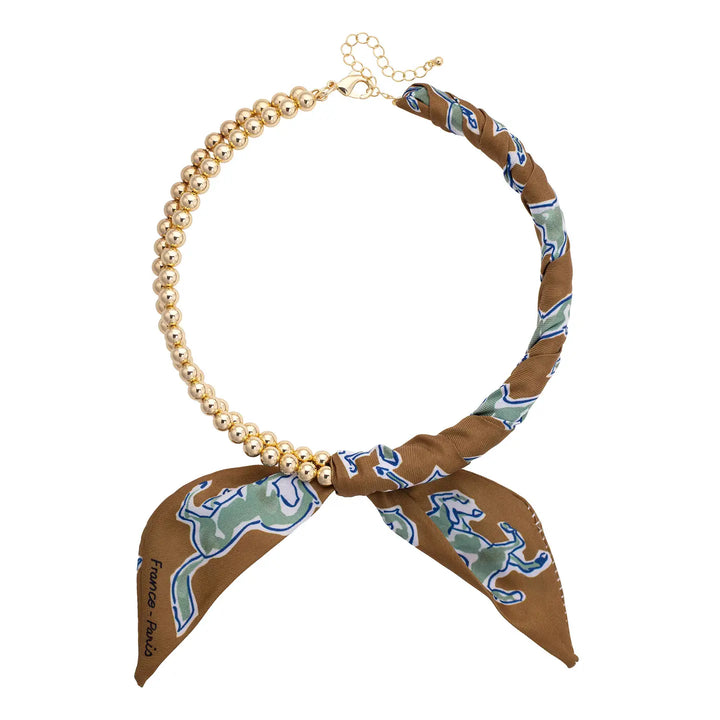 Winnie Ball Bead Scarf Necklace in Brown