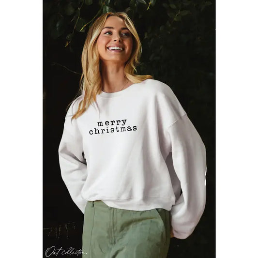 Merry Christmas Mid Cropped Graphic Sweatshirt