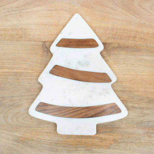 Trim the Tree Serving Board White/Natural 11x14 | Holiday