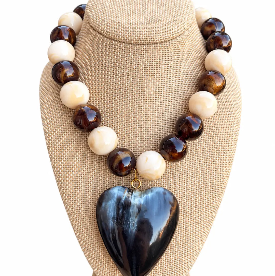 Cocoa & Cream Heart Necklace