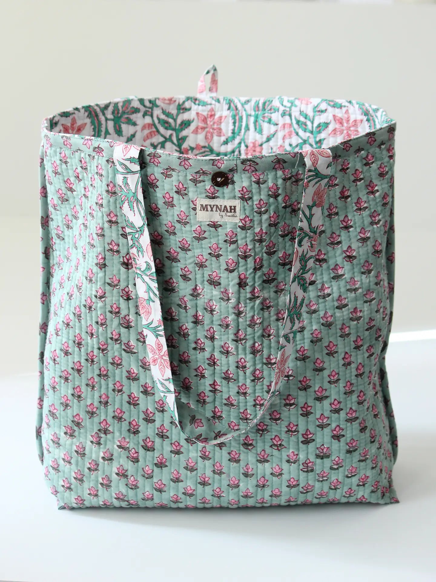 Carnelia Floral Print Reversible Tote -Small Laptop Bag