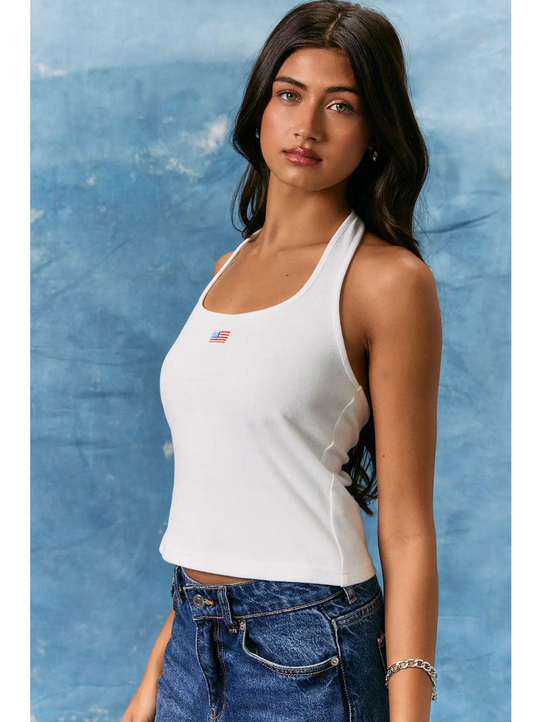 American Flag Halter Neck Sleeveless Top