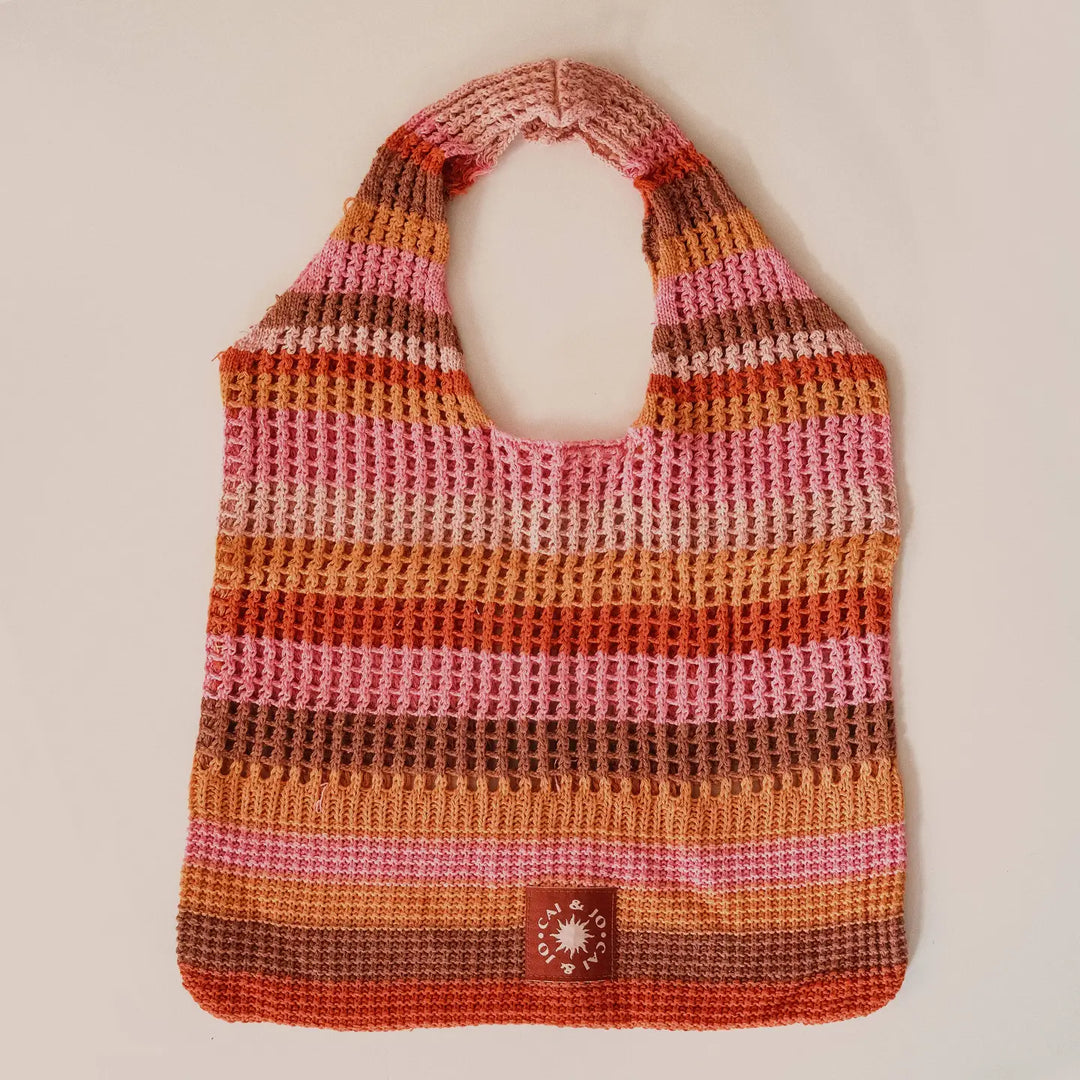 Crochet Shoulder Bag in Sunset Stripe