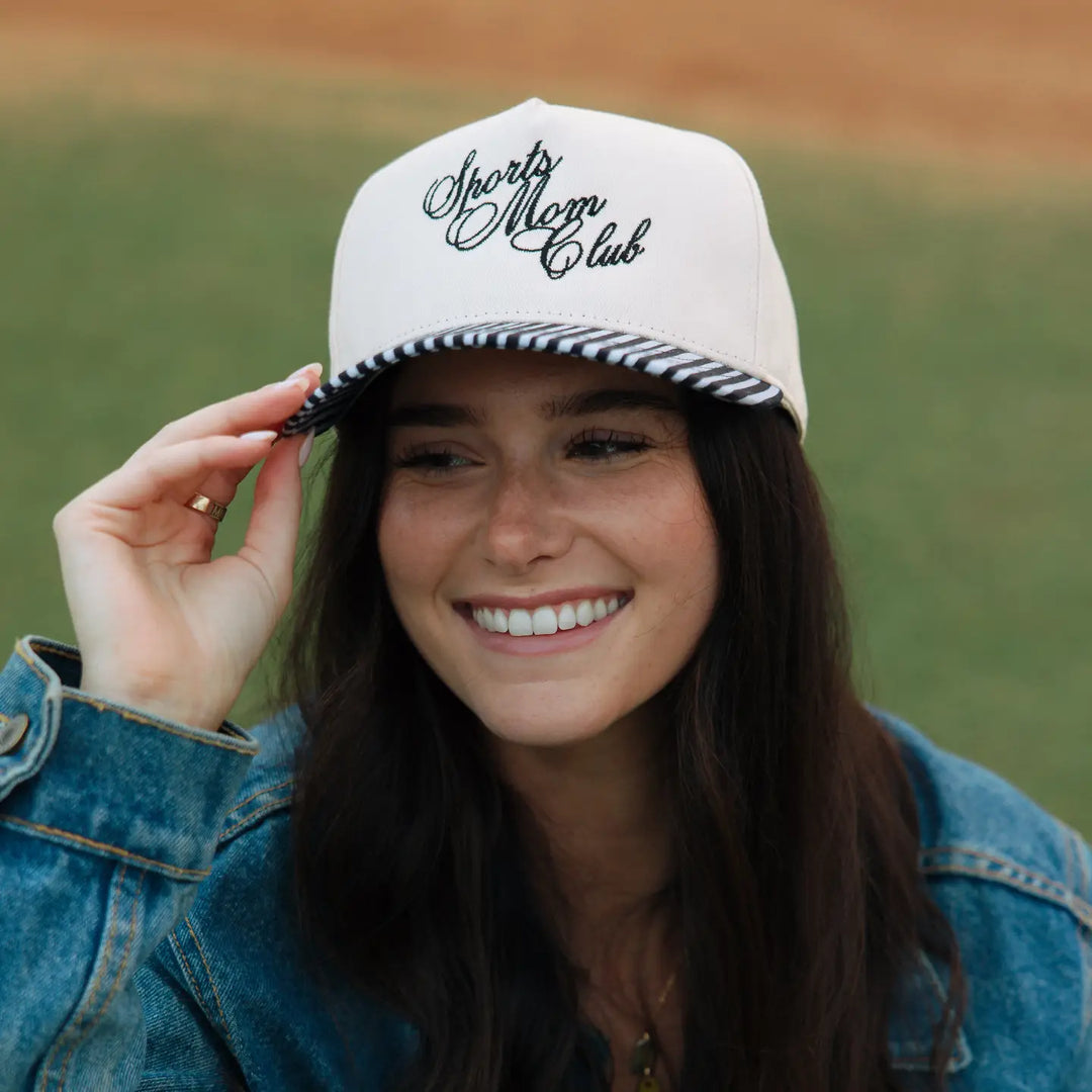 Sports Mom Club Black Striped Hat