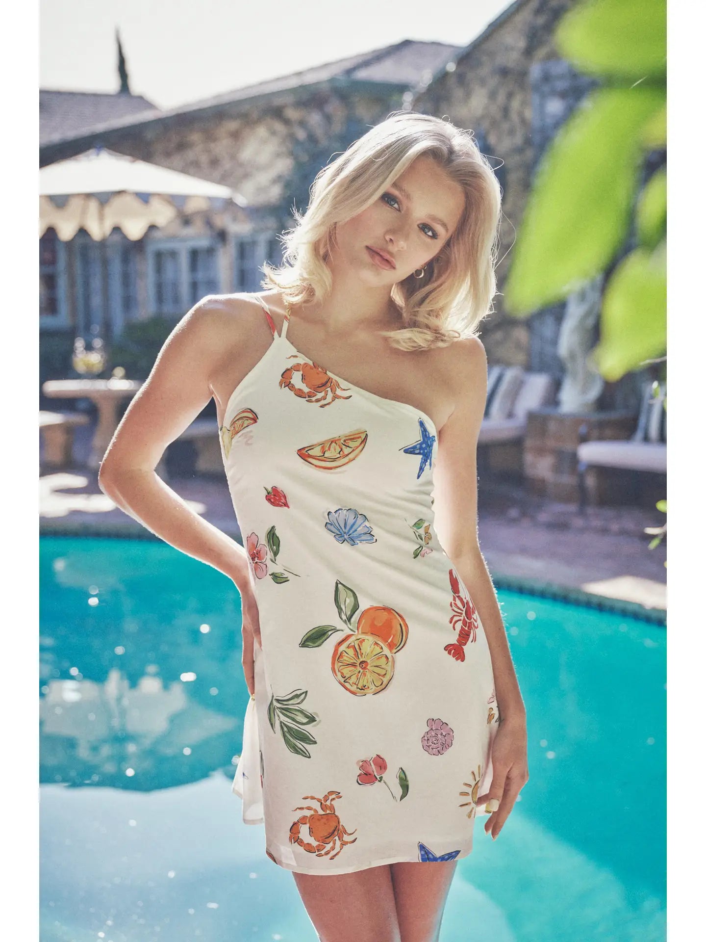Summer Print One Shoulder Mini Dress