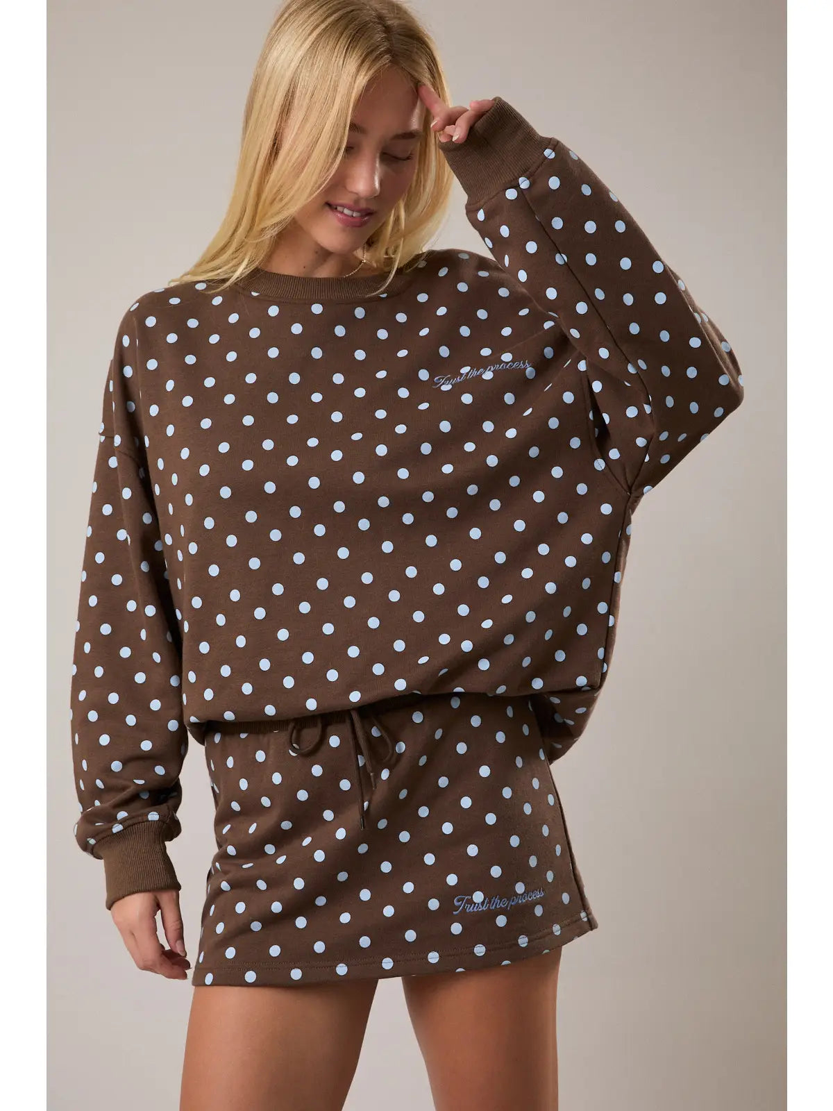 "Trust the Process" Embo Long Sleeve Crew Neck Oversized