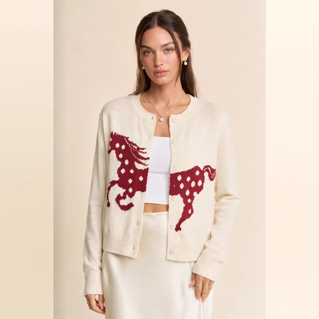 Cream Spotted Horse Cardigan