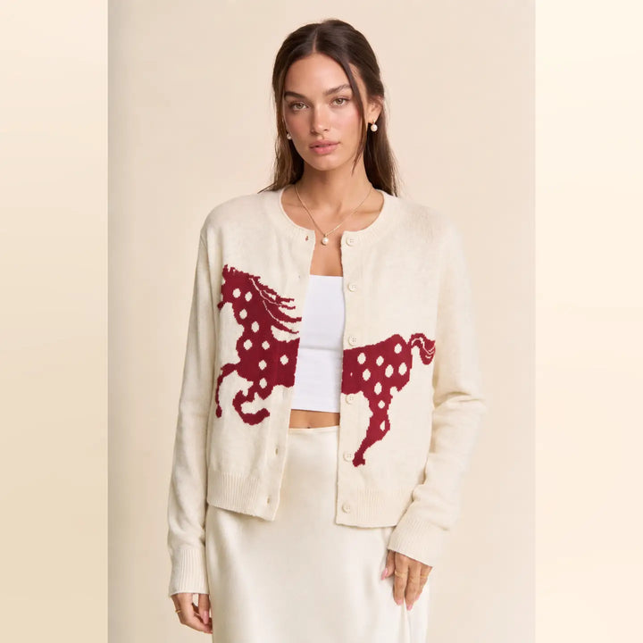 Cream Spotted Horse Cardigan
