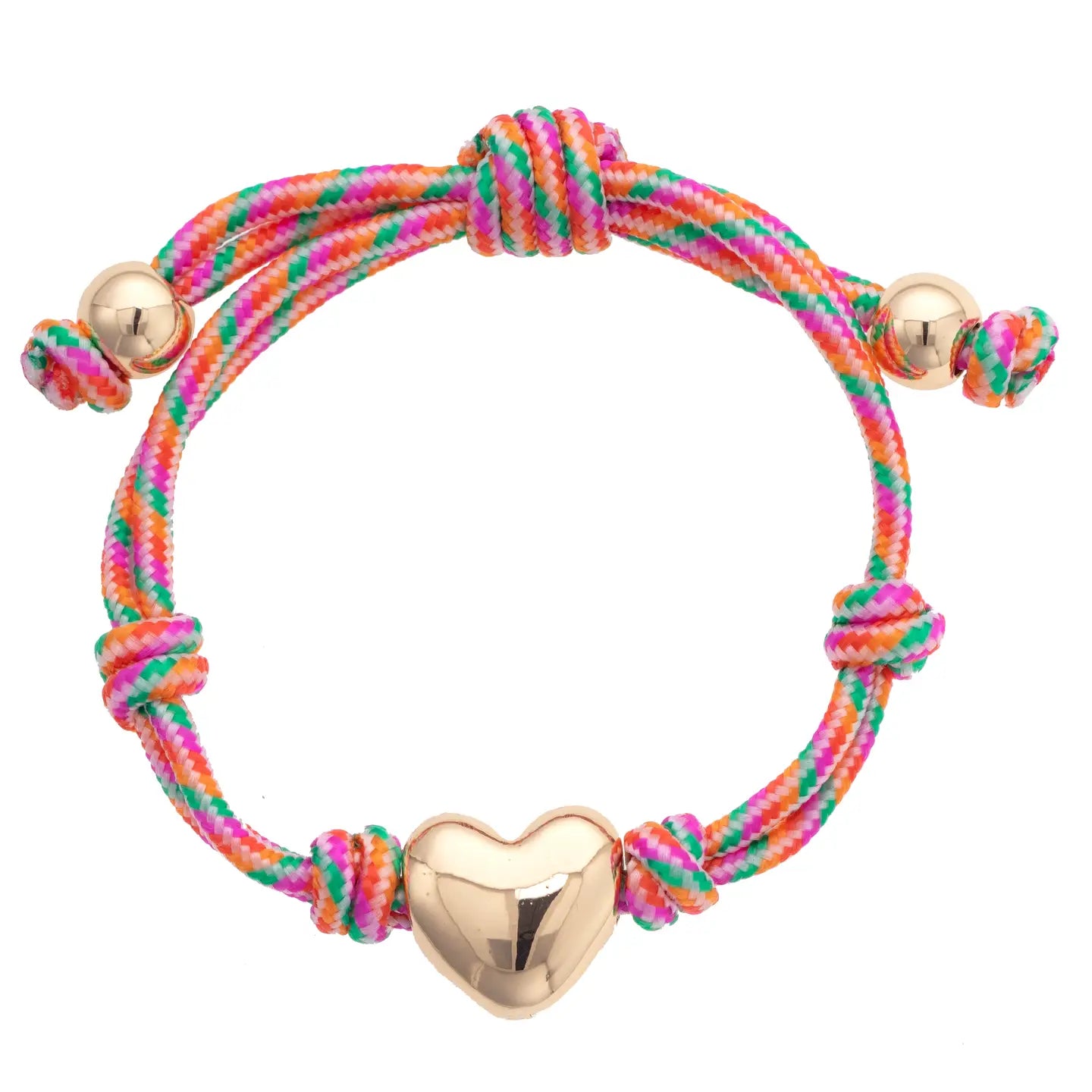 Pink Multi Blaine Puffy Heart Paracord Bracelet
