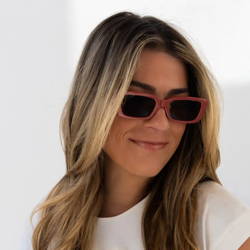 Haven Rose Clay Polarized Fashion Rectangle Sunglasses