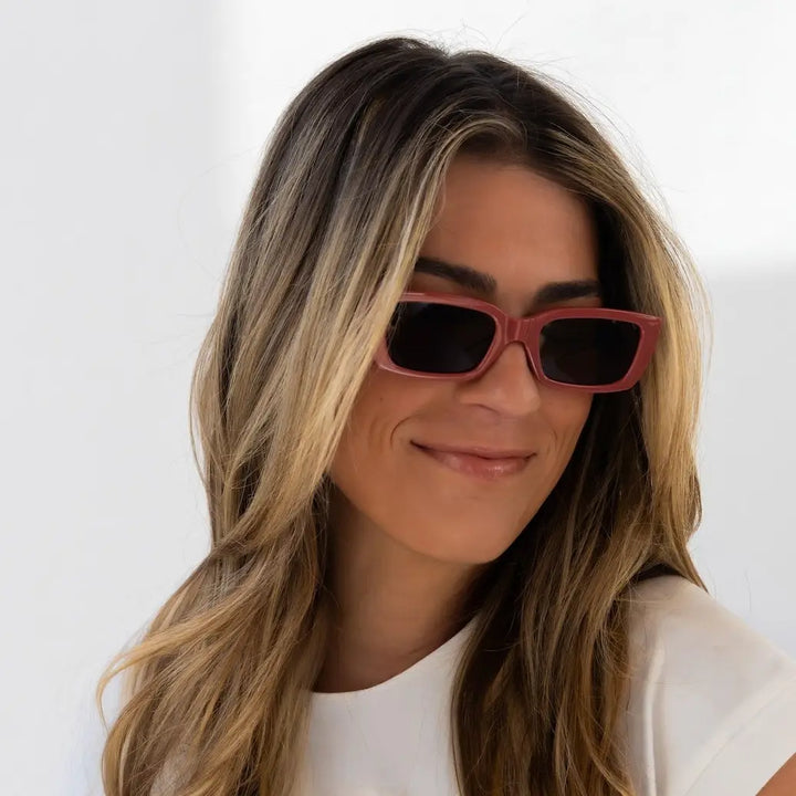 Haven Rose Clay Polarized Fashion Rectangle Sunglasses