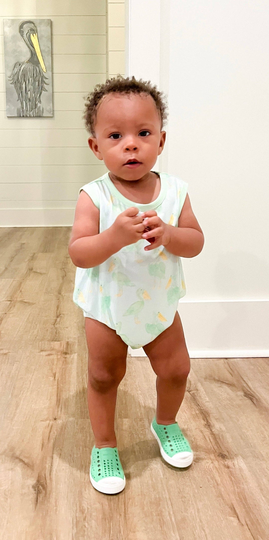 Mint Pelican Bubble Romper: 18-24M