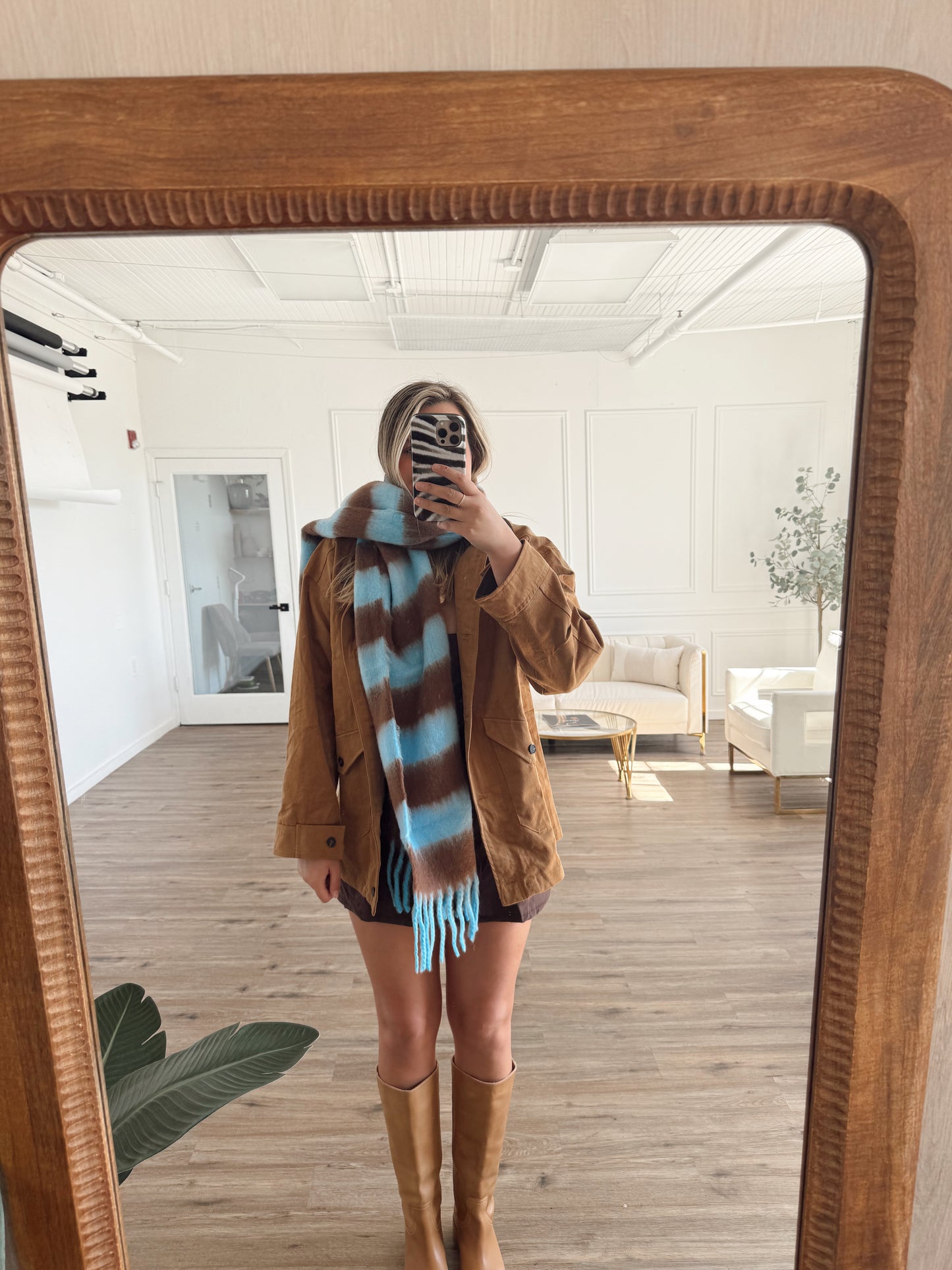 Brown & Blue Striped Scarf