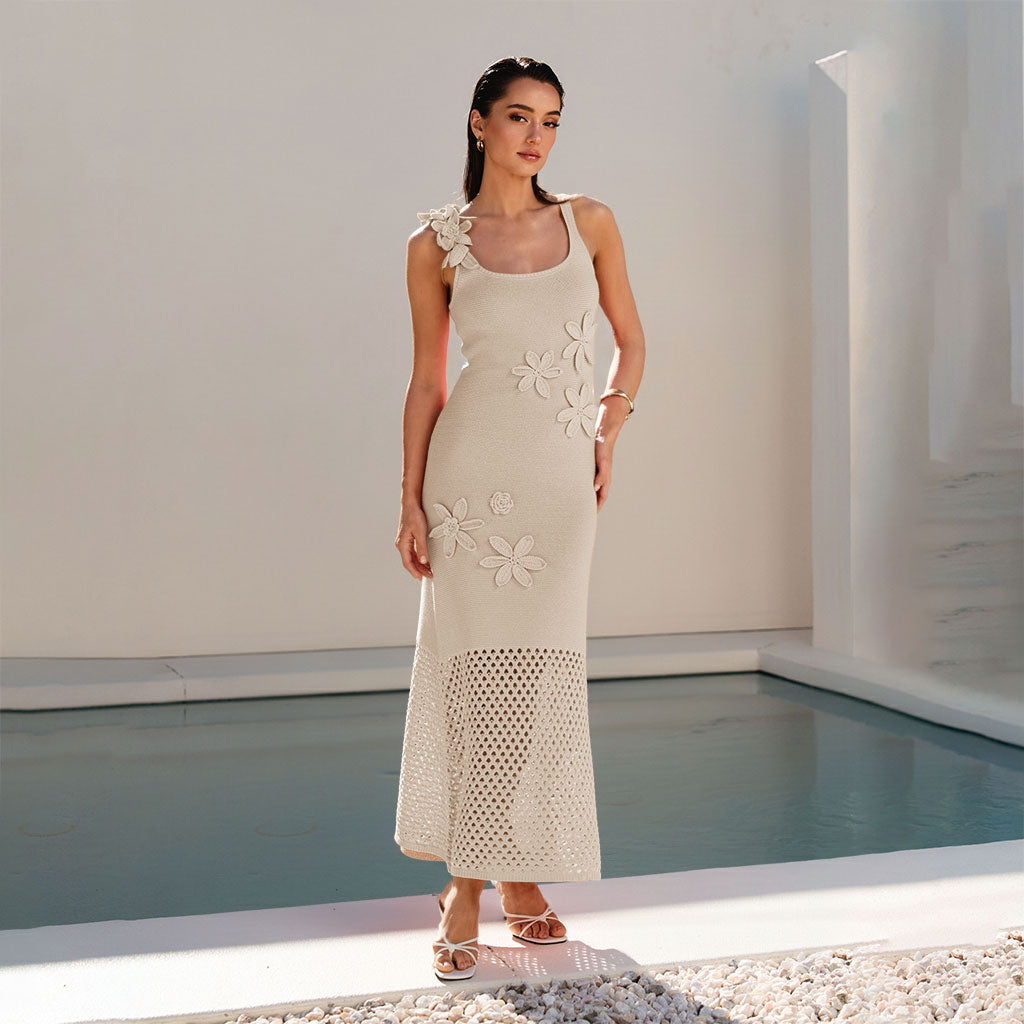 applique maxi dress Floral Applique Maxi Dress Black