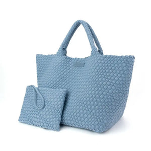 Denim Oversized Woven Tote - Parker and Hyde