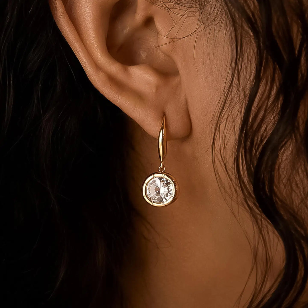 Rebekah 18K Gold Non-Tarnish Oval Cz Earrings