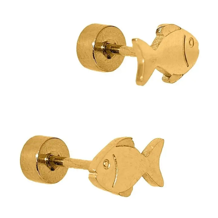 Screwback Stud Earrings - Fish