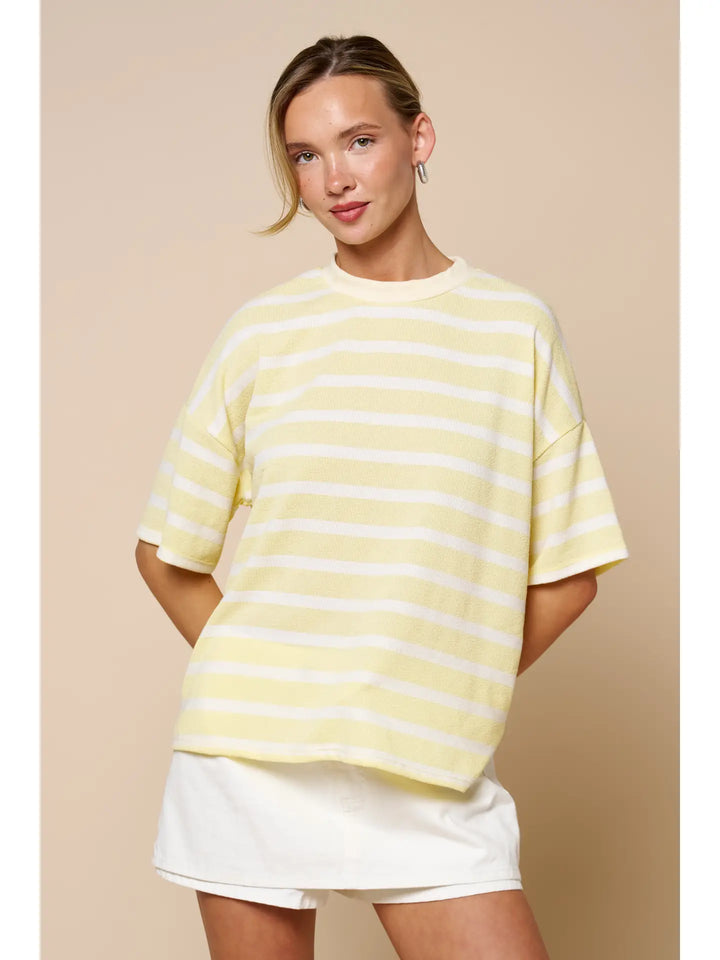 Striped Short Sleeve Knit Top