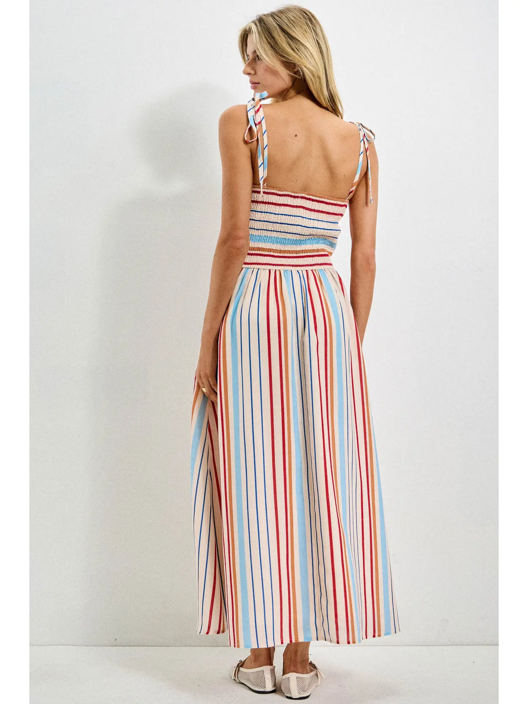 Striped Spaghetti Strap Midi Dress