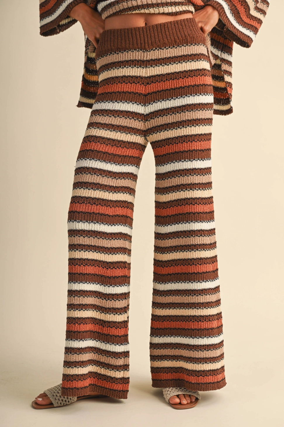 Mocha Striped Knit Pants