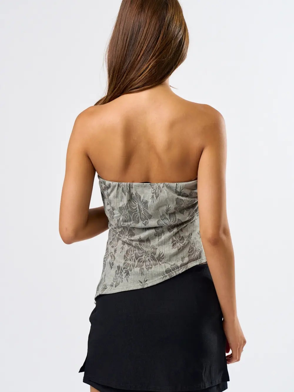 Floral Print Tube Asymmetrical Top