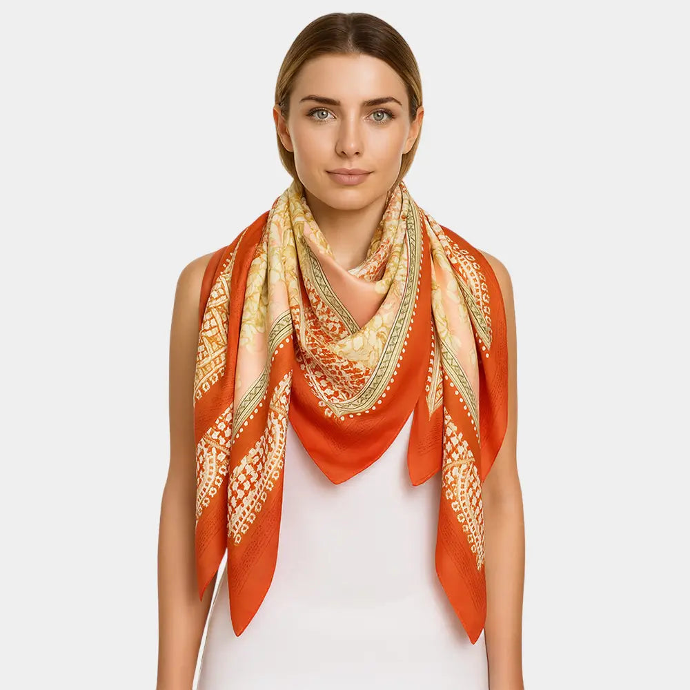 Elegant Baroque Silk Feel Square Scarf