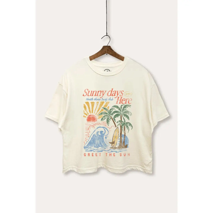 Coastal Sunny Days Graphic Boxy Crop Top