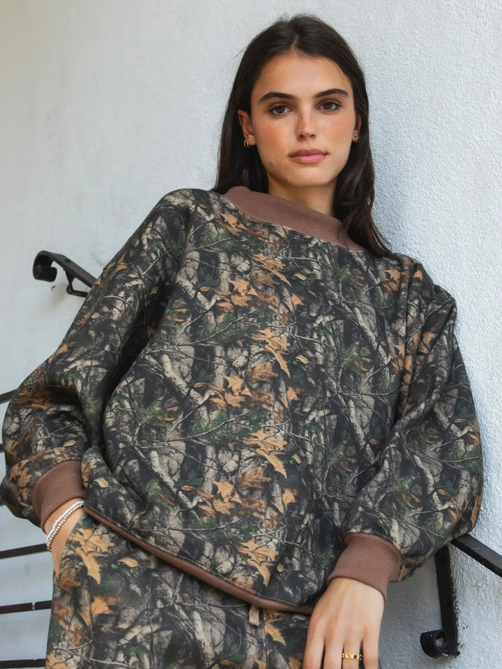 Bayou Dark Woodland Camo Mock Neck Sweatshirt