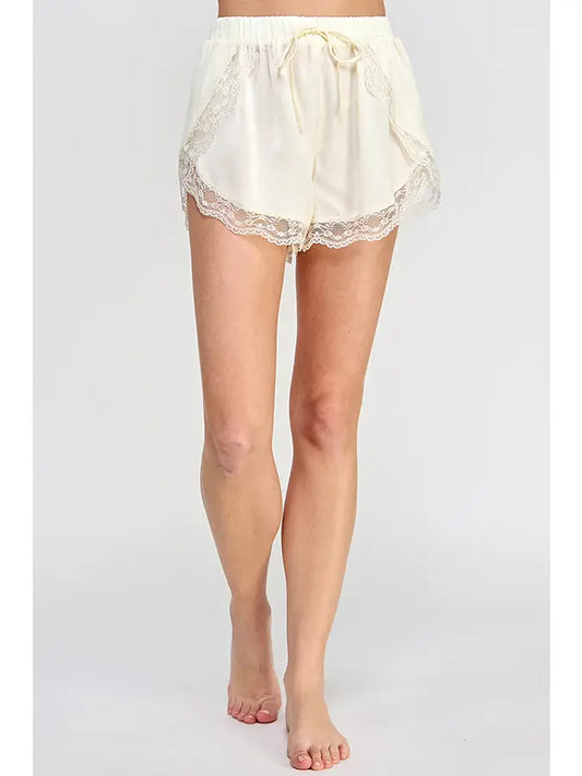 Lace Detail Overlaped Woven Shorts